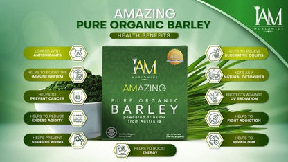IAM BARLEY- Amazing Pure Organic Barley - Powdered Drink Mix From Australia | 3g x 10 sachets