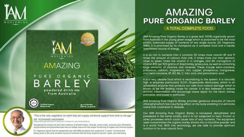 I AM - Amazing Pure Organic Barley - Powdered Drink Mix From Australia | 3g x 10 sachets