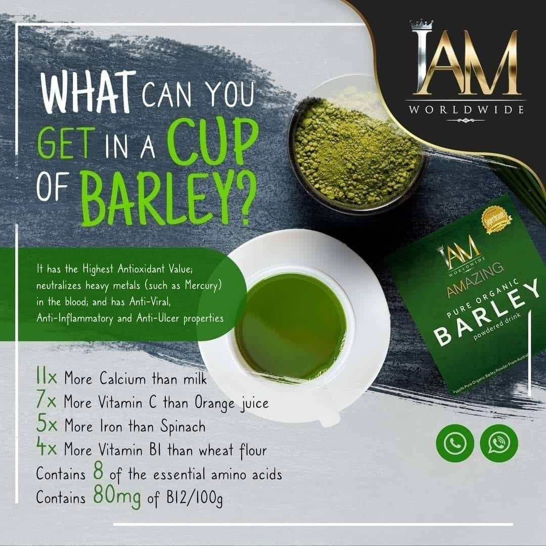 I AM - Amazing Pure Organic Barley - Powdered Drink Mix From Australia | 3g x 10 sachets