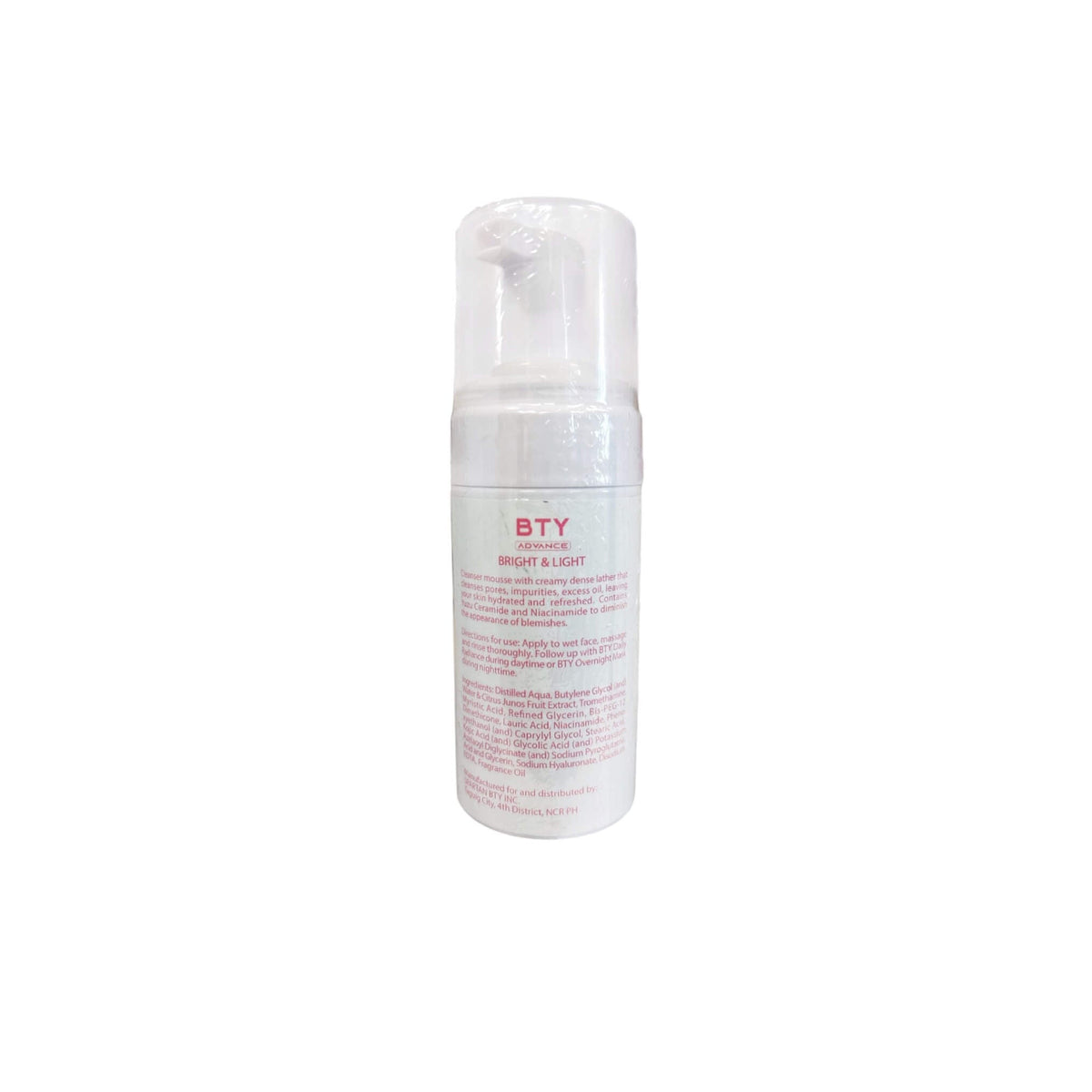 BTY ADVANCE BRIGHT & LIGHT Amino Gentle Cleanser Mousse with Yuzu Ceramide & Niacinamide 100ml