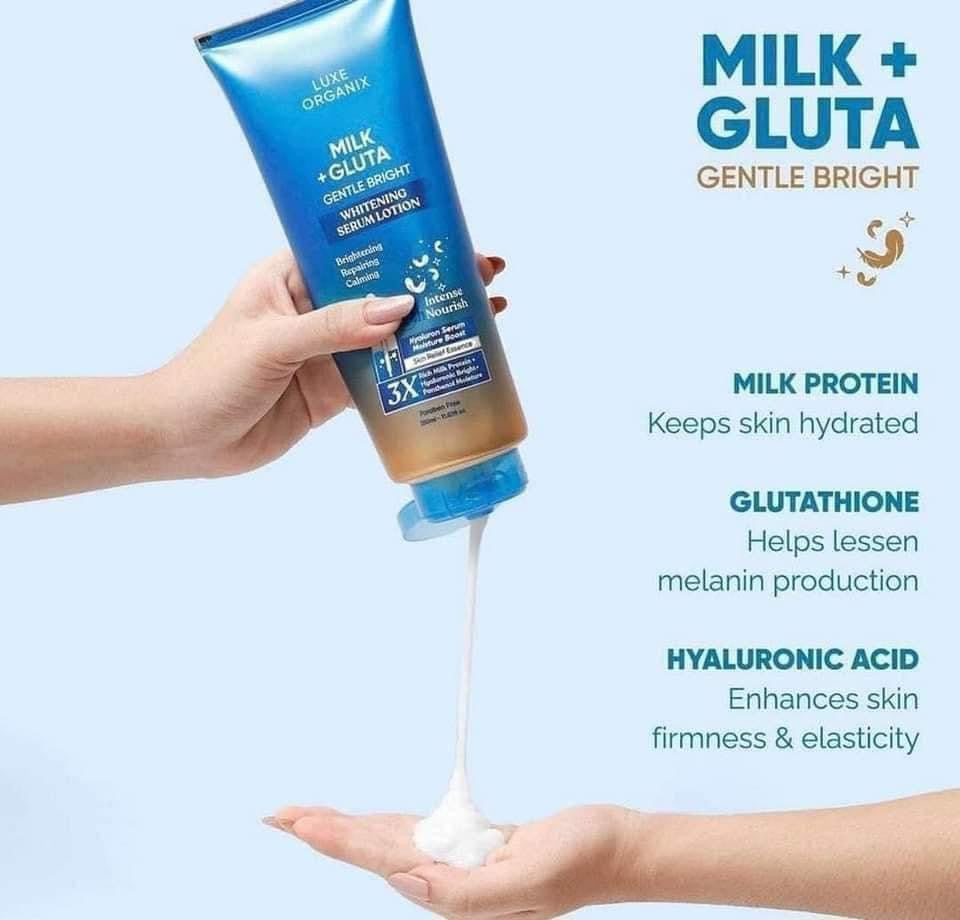 LUXE ORGANIX MILK+GLUTA WHITENING SERUM LOTION 350ML
