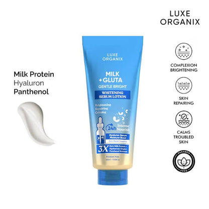 LUXE ORGANIX MILK+GLUTA WHITENING SERUM LOTION 350ML
