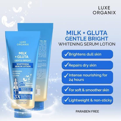 LUXE ORGANIX MILK+GLUTA WHITENING SERUM LOTION 350ML