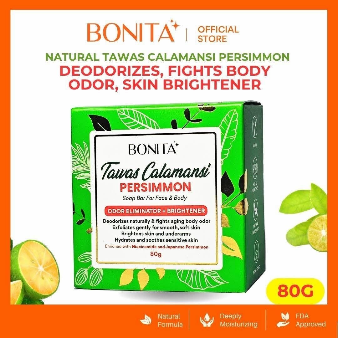 Bonita - Tawas Calamansi & Persimon soap (odor elimination & Brightening) Face & Body soap -80g