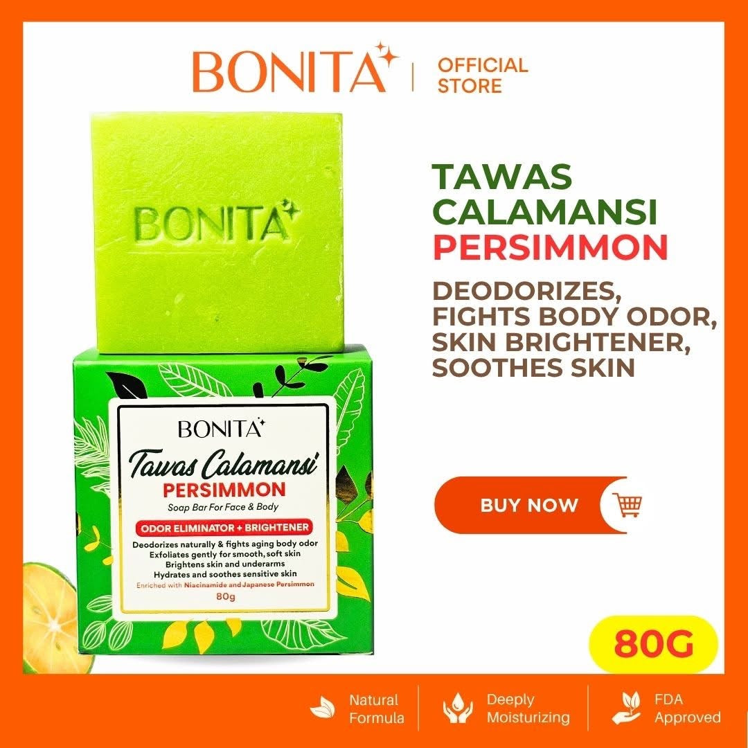 Bonita - Tawas Calamansi & Persimon soap (odor elimination & Brightening) Face & Body soap -80g