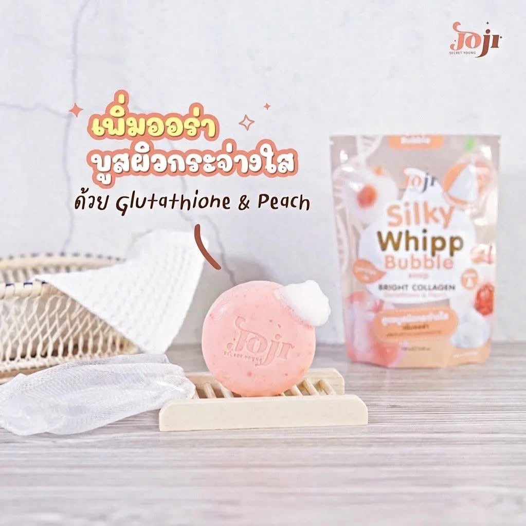 Joji Secret Young Silky Whipp Bubble Whitening Soap with Collagen, Glutathione & Peach 100g