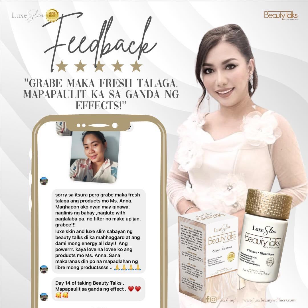 Luxe Slim - Beauty Talks Skin and Body Supplements Chitosan Glutathione 60 caps