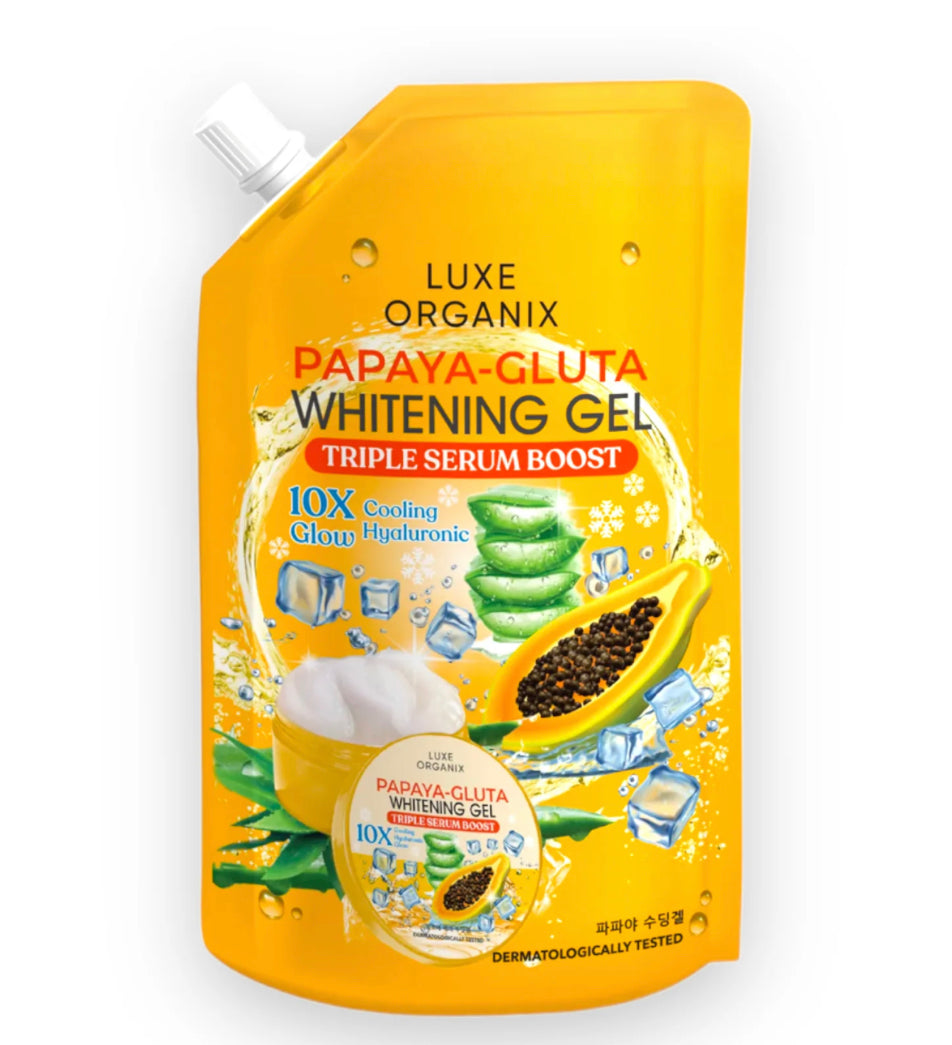 Luxe Organix - Papaya Gluta whitening gel- triple serum boost 10x glow cooling hyaluronic -100ml