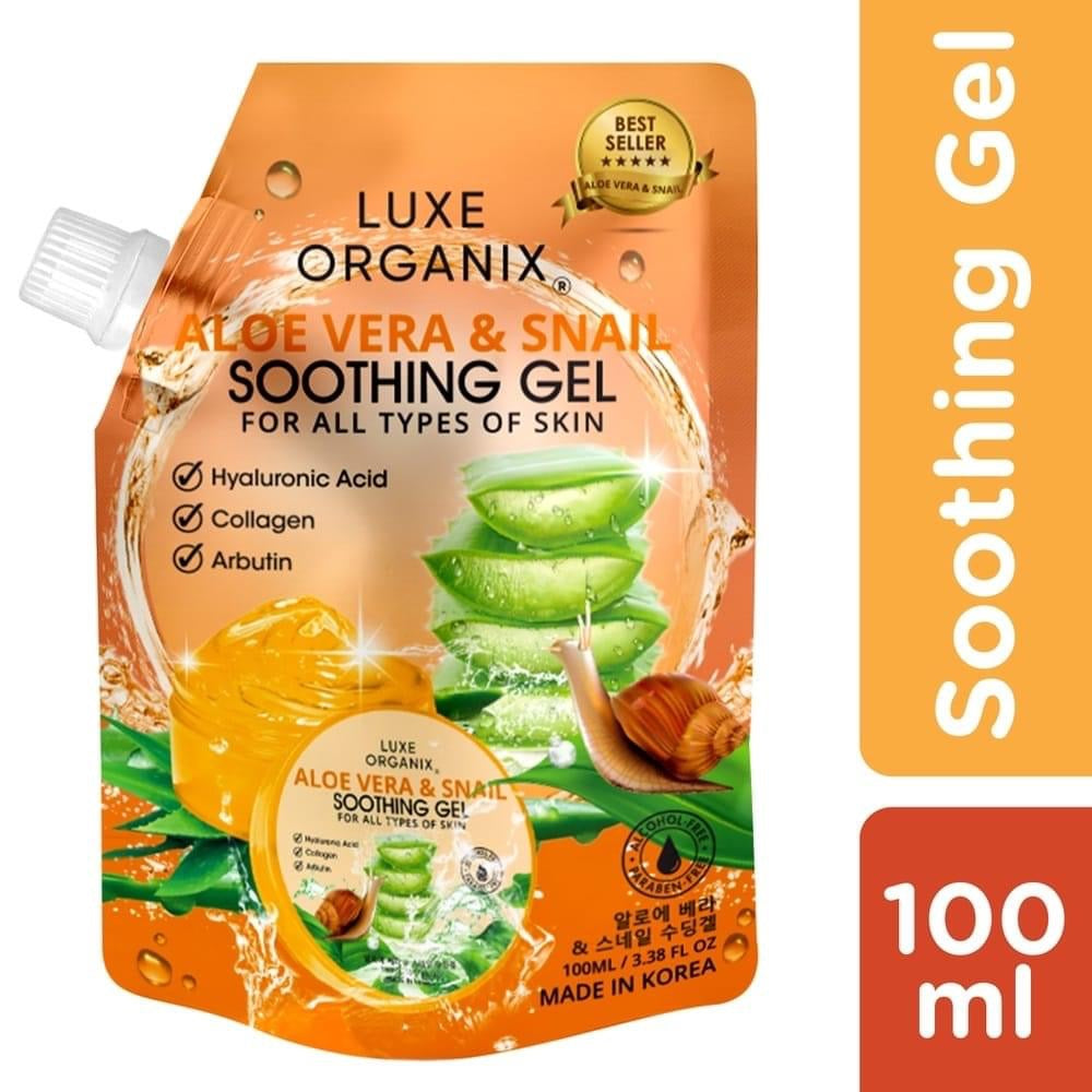 Luxe Organix Aloe Vera and snail soothing gel 95% -100ml (Orange)