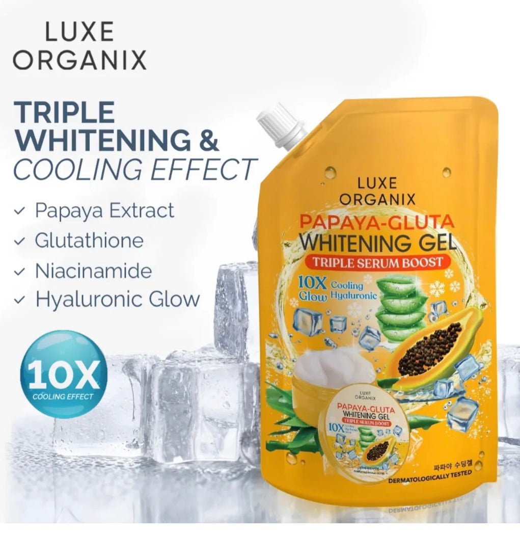 Luxe Organix - Papaya Gluta whitening gel- triple serum boost 10x glow cooling hyaluronic -100ml