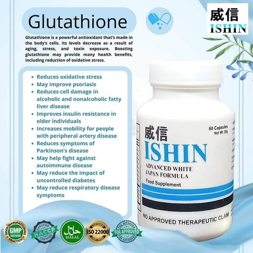 ISHIN GLUTATHIONE  ADVANCED WHITE JAPAN FORMULA 60CAPS/BTL - Shop Essential Skin Care Products online | Natural Organic skin care products | ROSYSKIN ESSENTIALS LLC