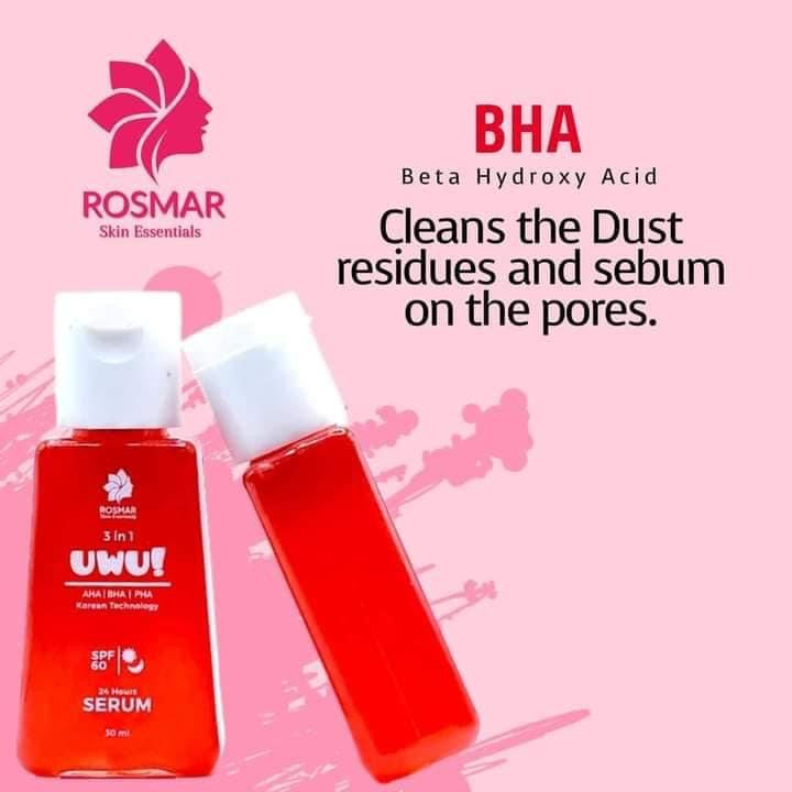 Rosmar-  3in1 UWU 24 Hours Serum W/SPF60 (AHA. BHA. PHA) -30ml
