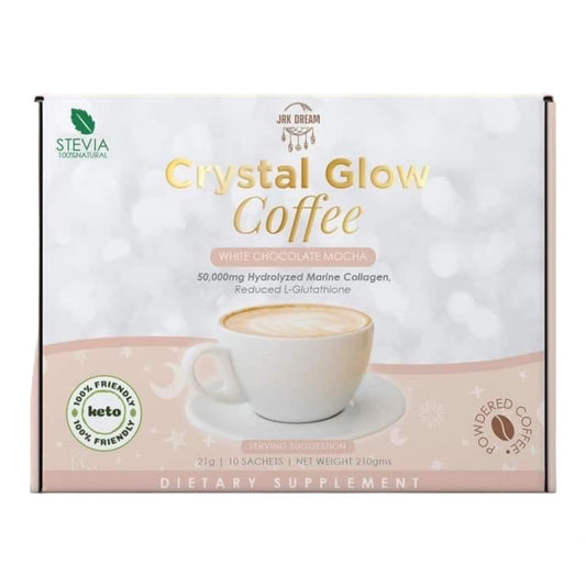 Crystal Glow Coffee White Chocolate Mocha 50,000mg Hydrolyzed Marine Collagen Mix, 10 Sachets