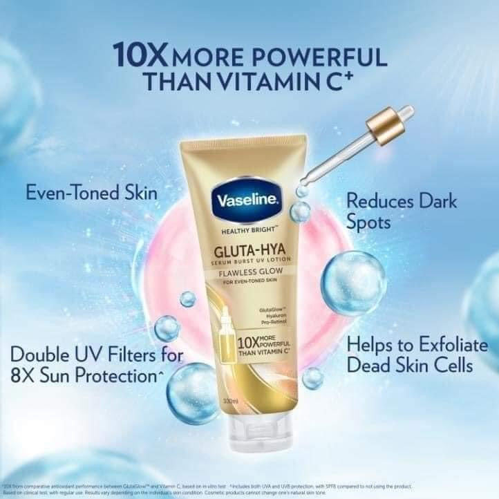 Vaseline Gluta - HYA Glow Serum 10x Whitening Lotion 330ml (Gold)