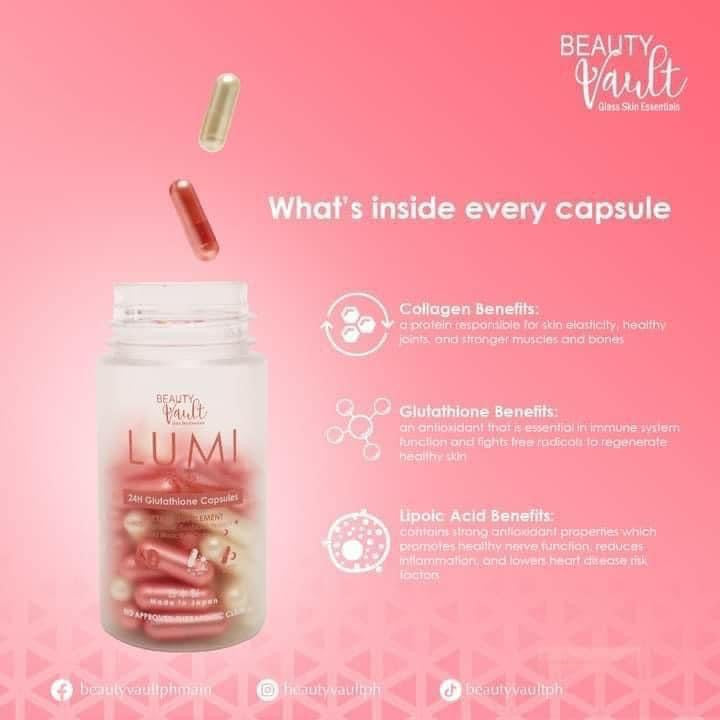 Beauty Vault LUMI 24H Glutathione Capsule - Shop Essential Skin Care Products online | Natural Organic skin care products | ROSYSKIN ESSENTIALS LLC