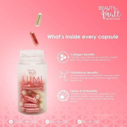 Beauty Vault LUMI 24H Glutathione Capsule - Shop Essential Skin Care Products online | Natural Organic skin care products | ROSYSKIN ESSENTIALS LLC