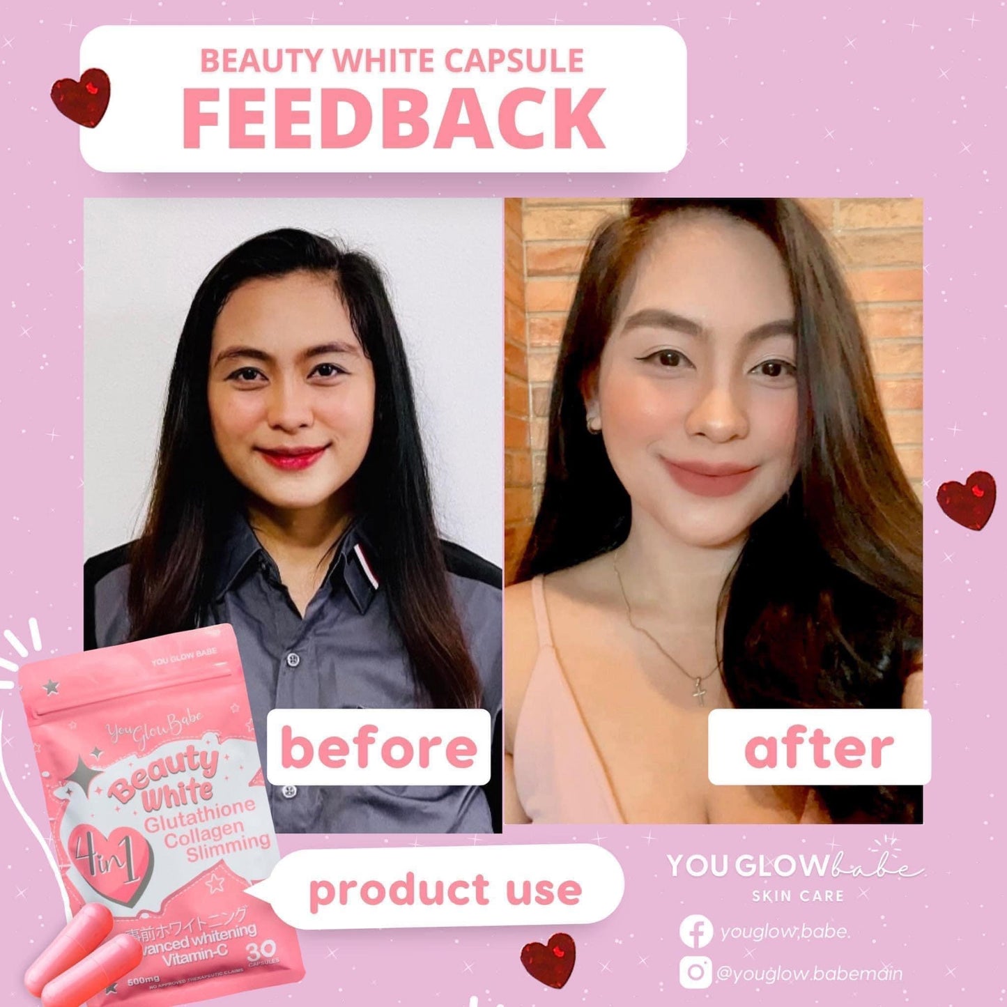 You glow babe Beauty White - Glutathione Collagen Slimming 30Caps